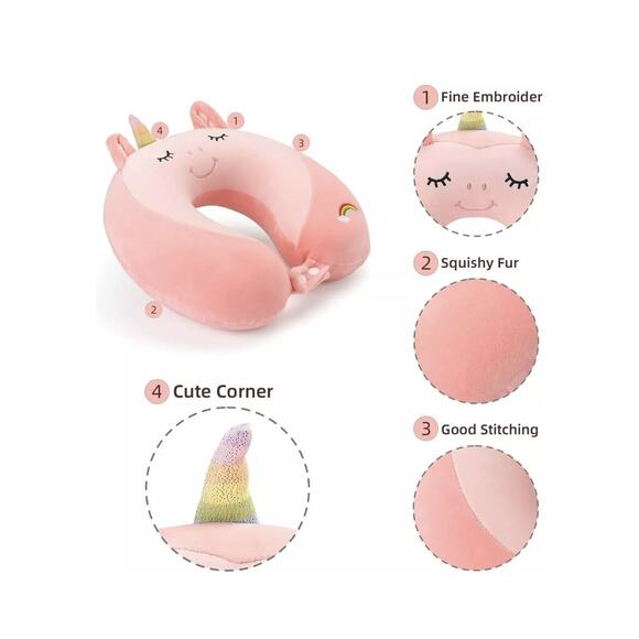 Niuniu Daddy-Unicorn Kids Travel Pillow for 3yrs. & Up, Soft, New, &‎ Adorable🦄 - Picture 2 of 5
